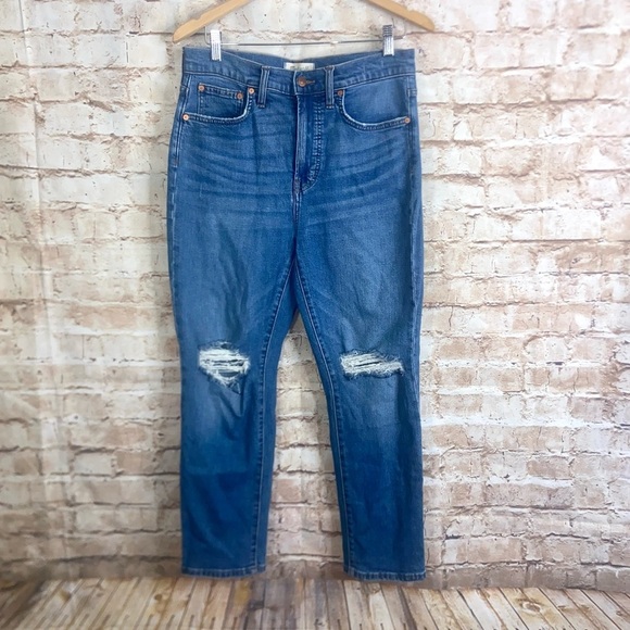 Madewell The Perfect Vintage Crop Jean in Gooding Wash Knee-Rip Edition Size 29 - Picture 1 of 6